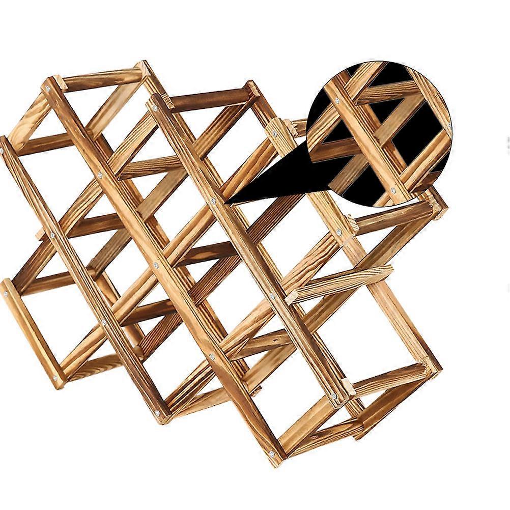 Foldable Wine Rack Modern Wine Holder Carbonized Brown Space Saving Design Easy Assembly Wine Storage