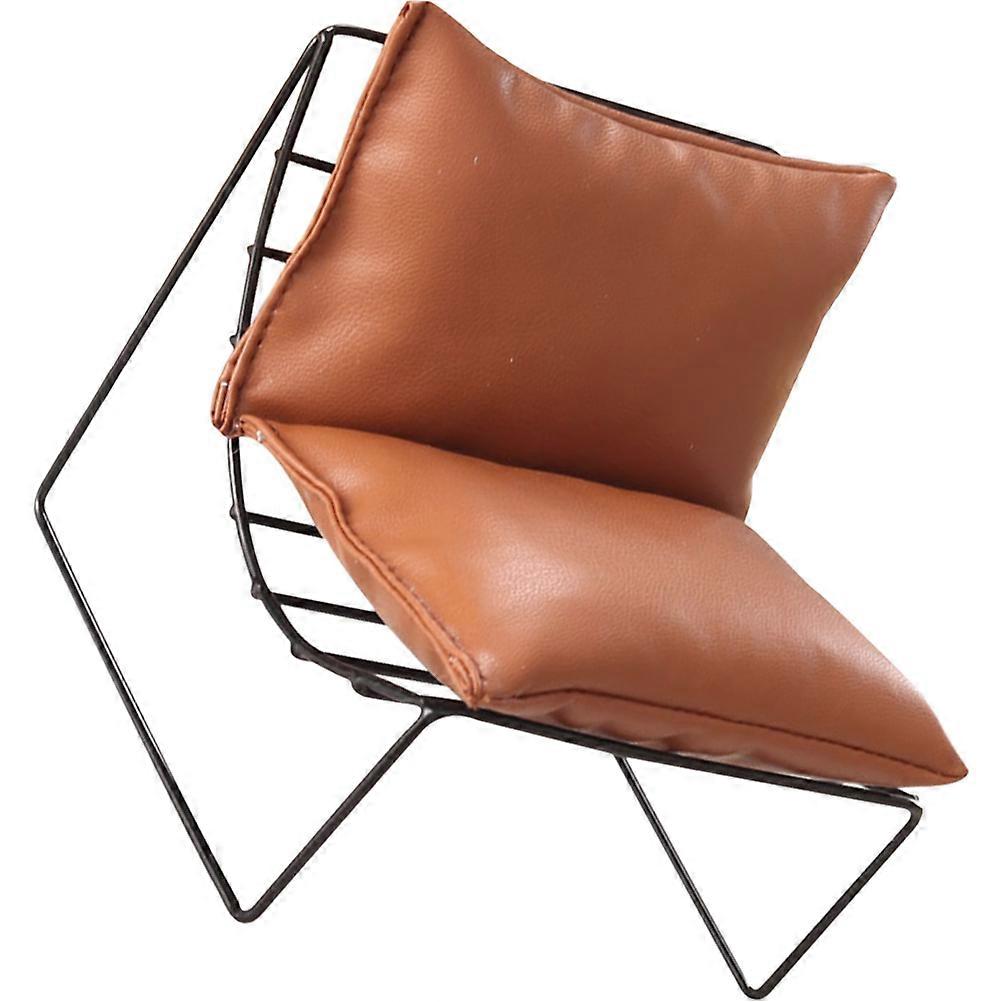 Dollhouse Lounge Furniture Mini Chair Design Moon-Shaped Light Brown 10.6x10.6x10.3cm For Pretend Play 1Pack
