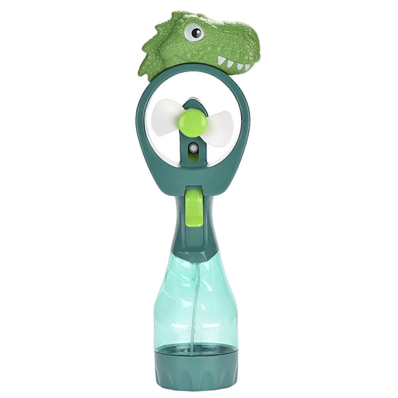 Handheld Fan With Mist Dinosaur Design, Green Portable Water Misting Fan For Outdoor Use, Cooling Spray Fan