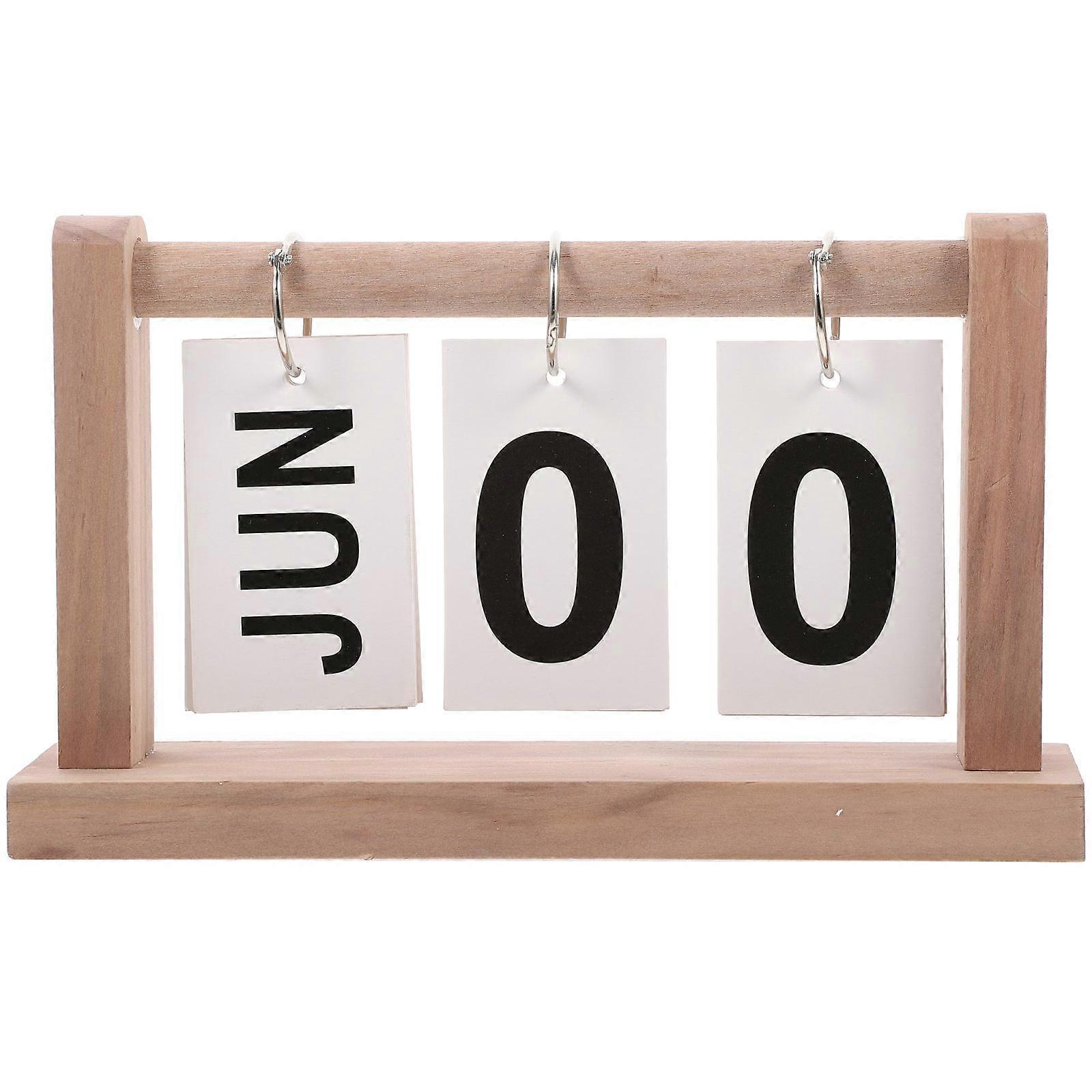Rustic Wooden Desk Calendar Perpetual Calendar for Schedule Use Desktop