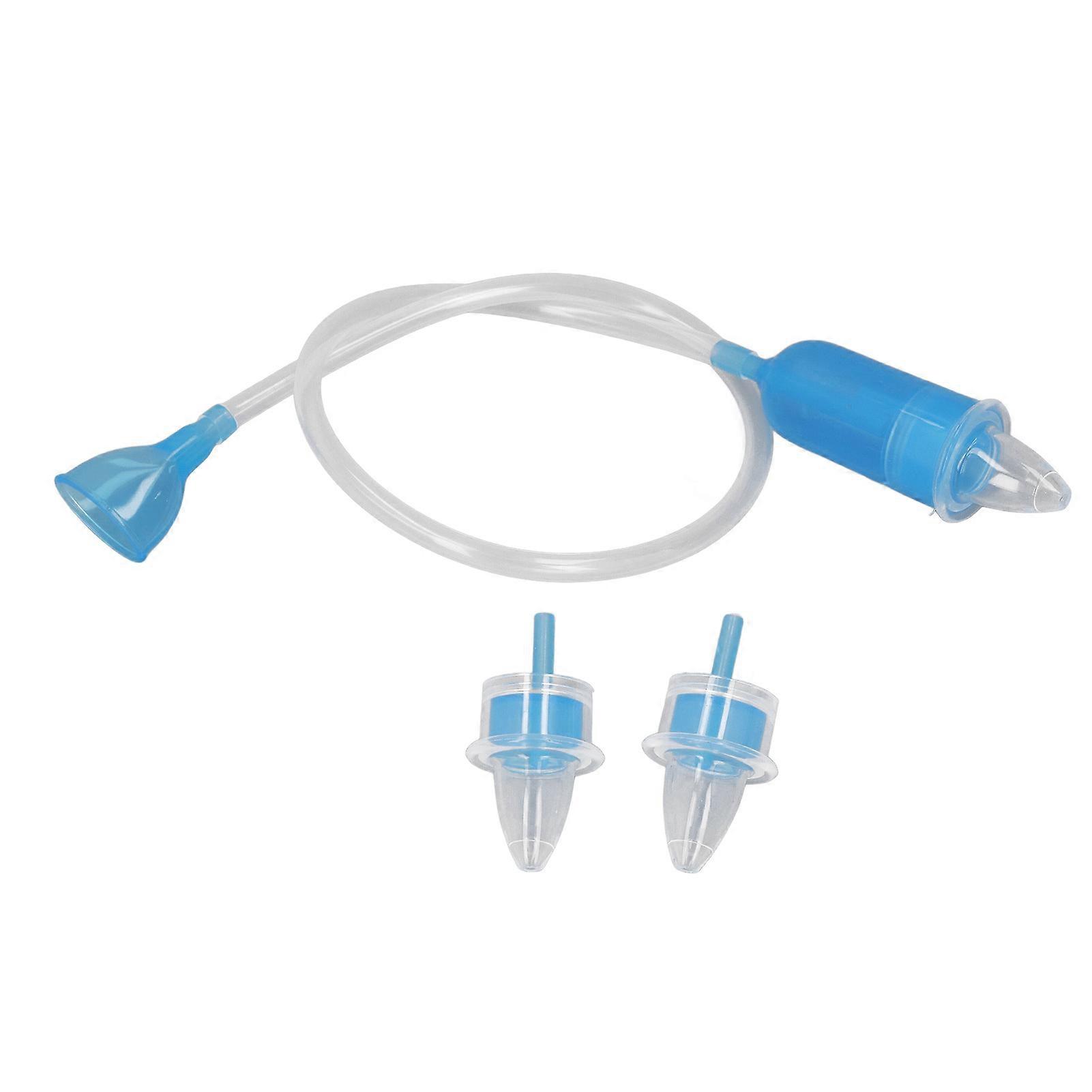 Portable, ergonomic and reusable baby nasal aspirator with soft silicone tip for newborns and infants
