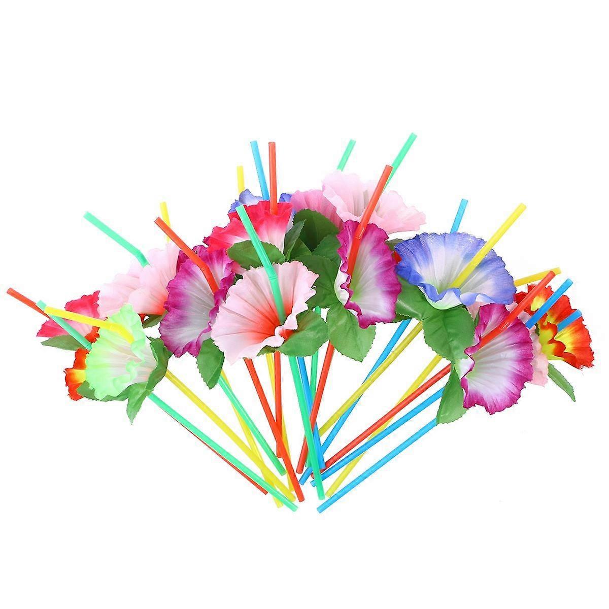 Party Drinking Straws Flower Flexible Bendable for Use 24Pcs Multicolor