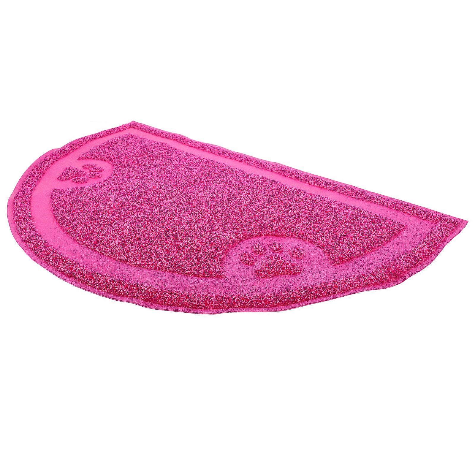 Half Round Pet Litter Mat for Puppy Dog Cat with 1 Set of Claws Small Footprint Sleeping Pad Placemat Cleaning Carpet Rose Red