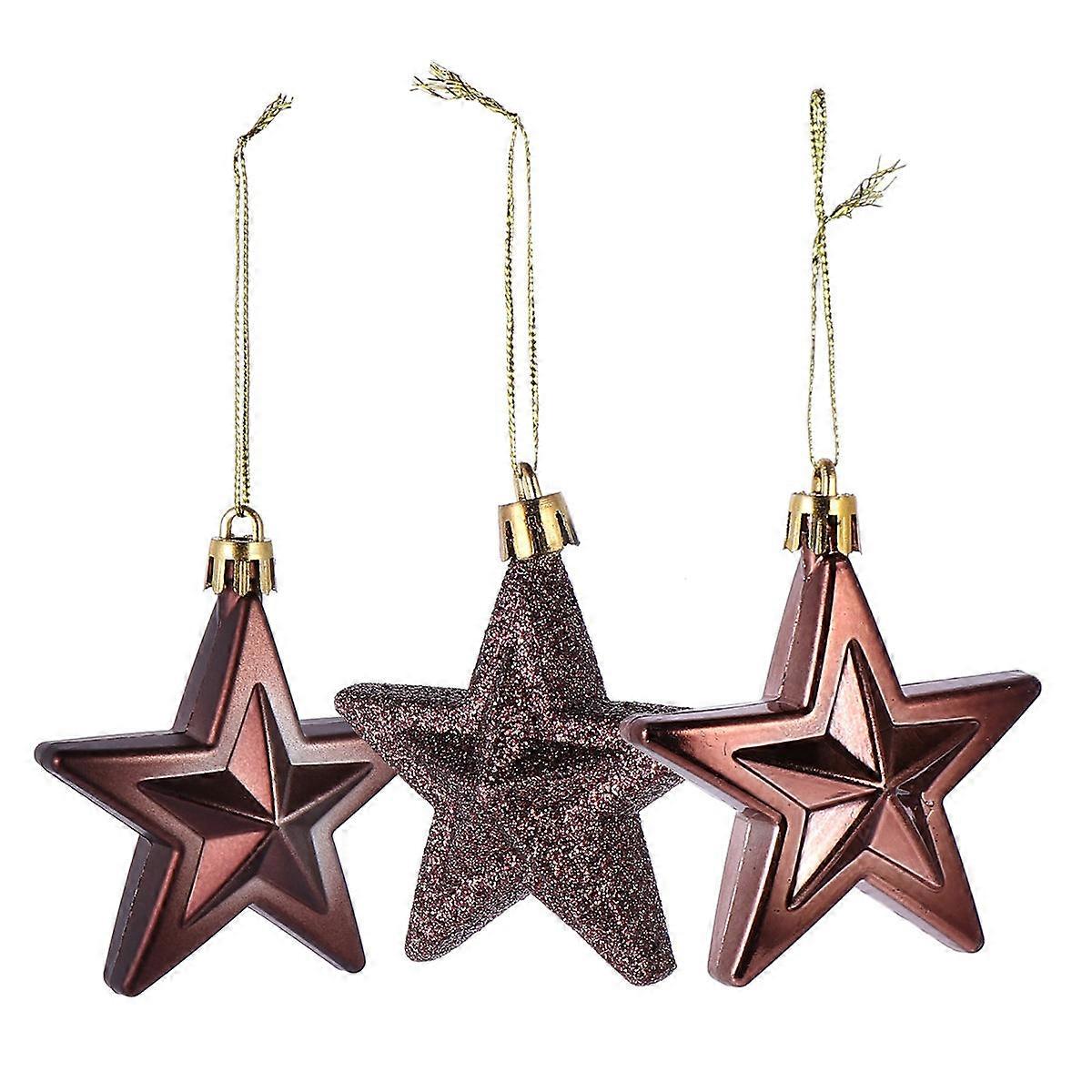 Star Christmas Ornament Five-Pointed Stars Christmas Tree Star Decor Home Decoration 7x7cm Hanging Decoration 18Pcs