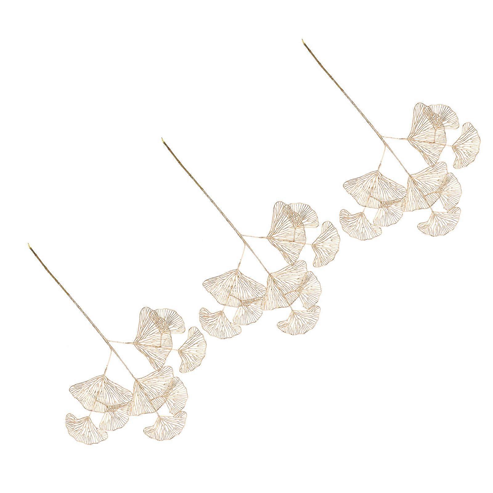 3pcs Artificial Ginkgo Leaf Branches – Odorless Fake Leaves for DIY Crafts, Party Decorations, and Home Festive Adornments