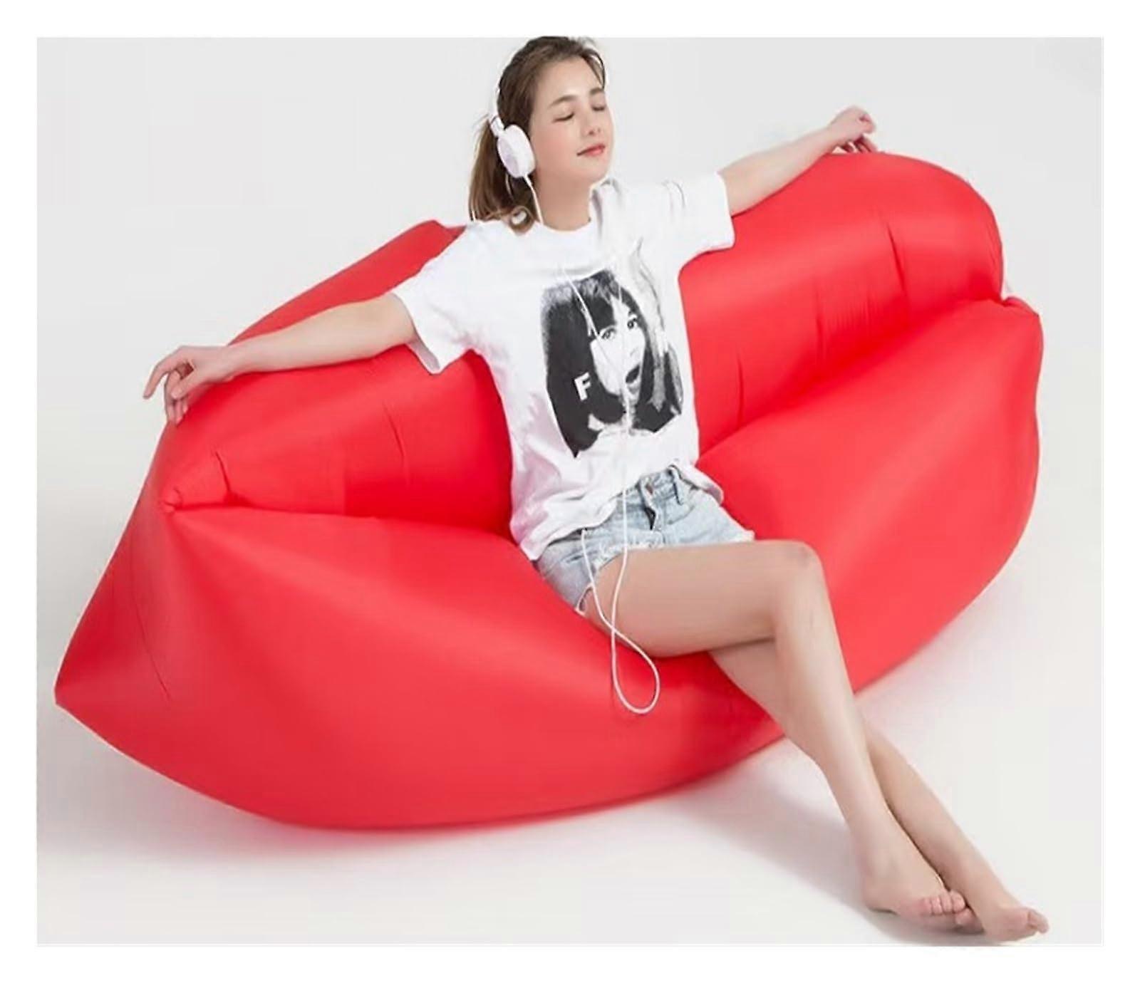 Inflatable Sofa for Outdoor Music Festivals Comfortable Air Mattress for Camping and Relaxing (Red)