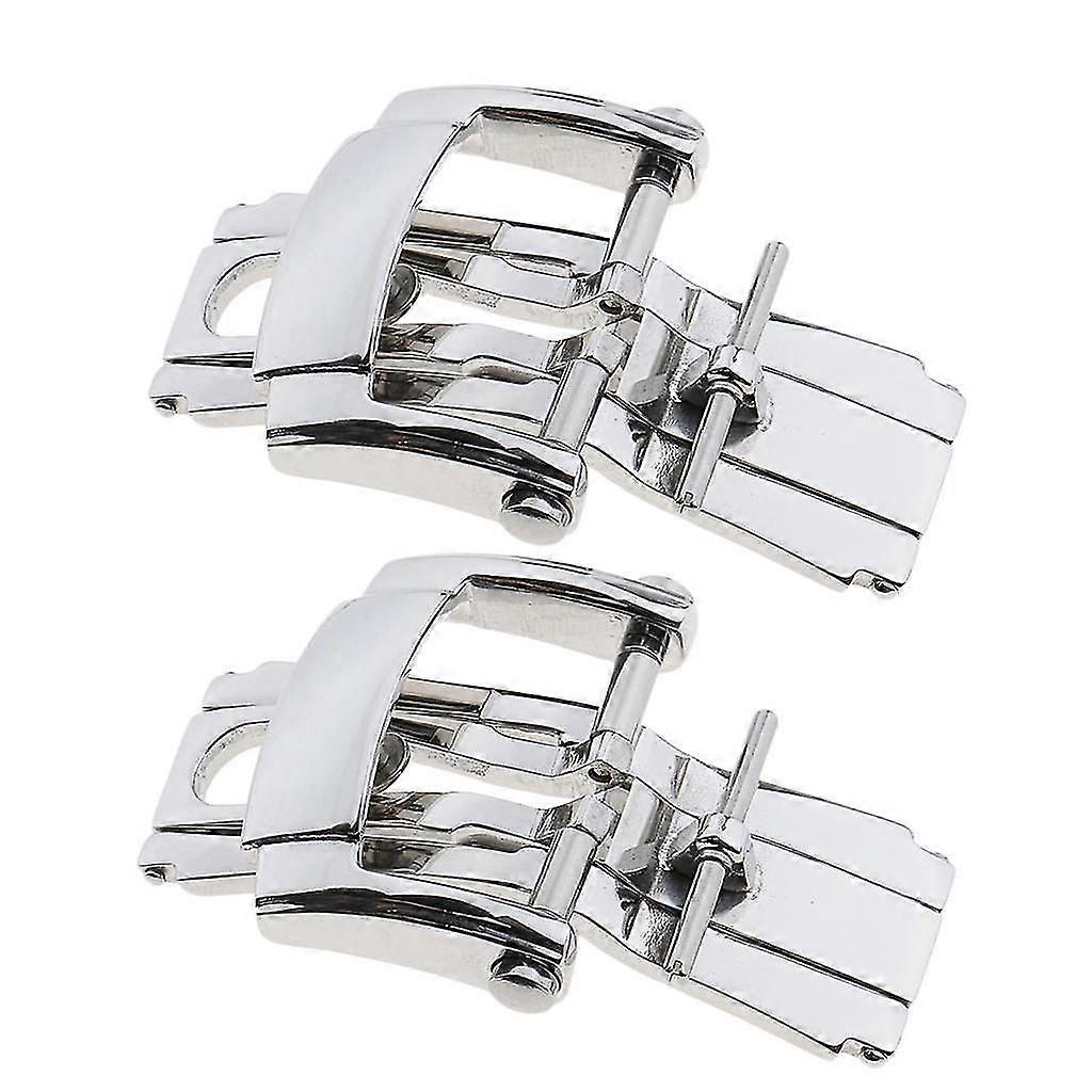 2pcs Stainless Steel Deployment Butterfly Buckle Clasp for Watch Strap 18mm