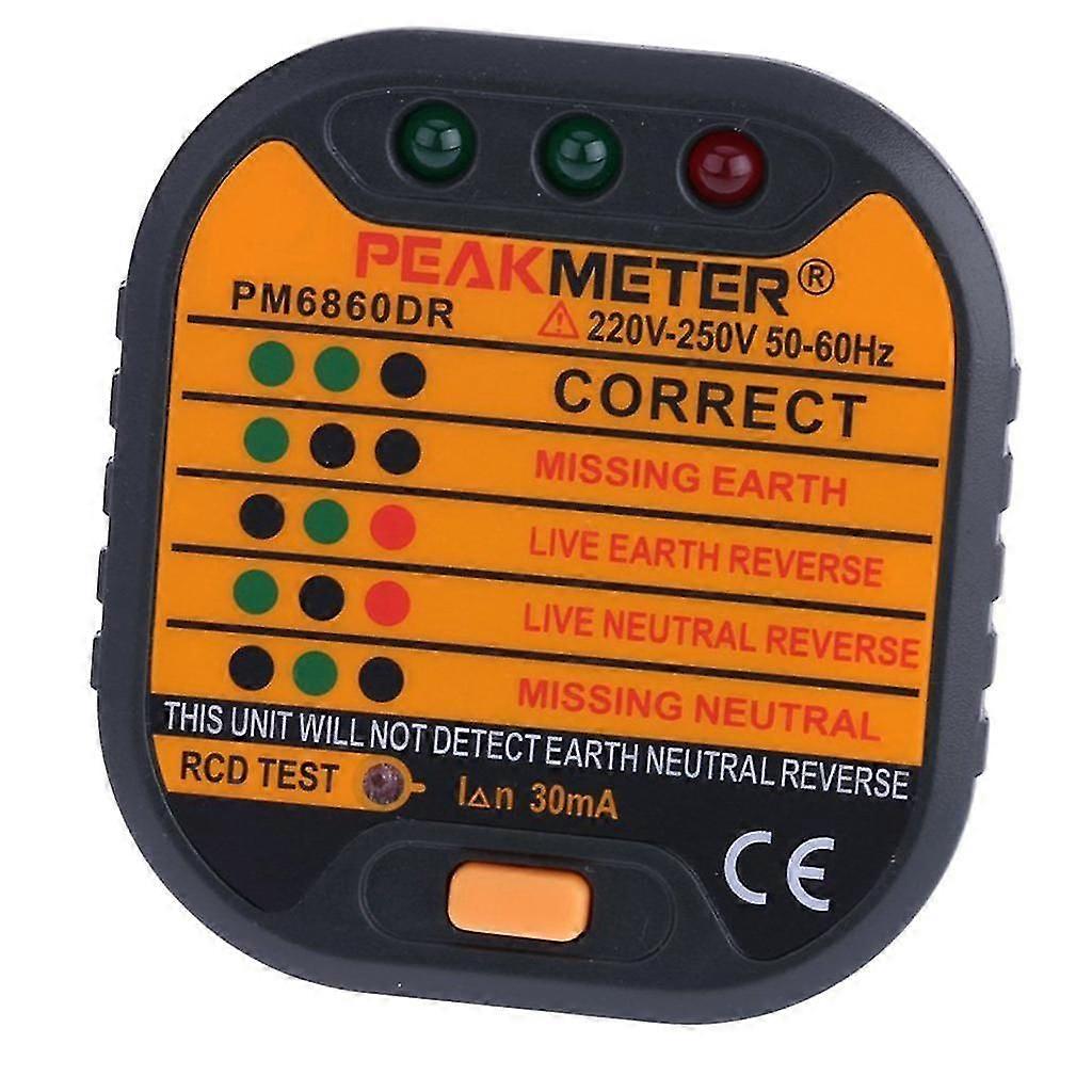 PEAKMETER PM6860DR Automatic Electric Power Plug Socket Tester Eu Standard