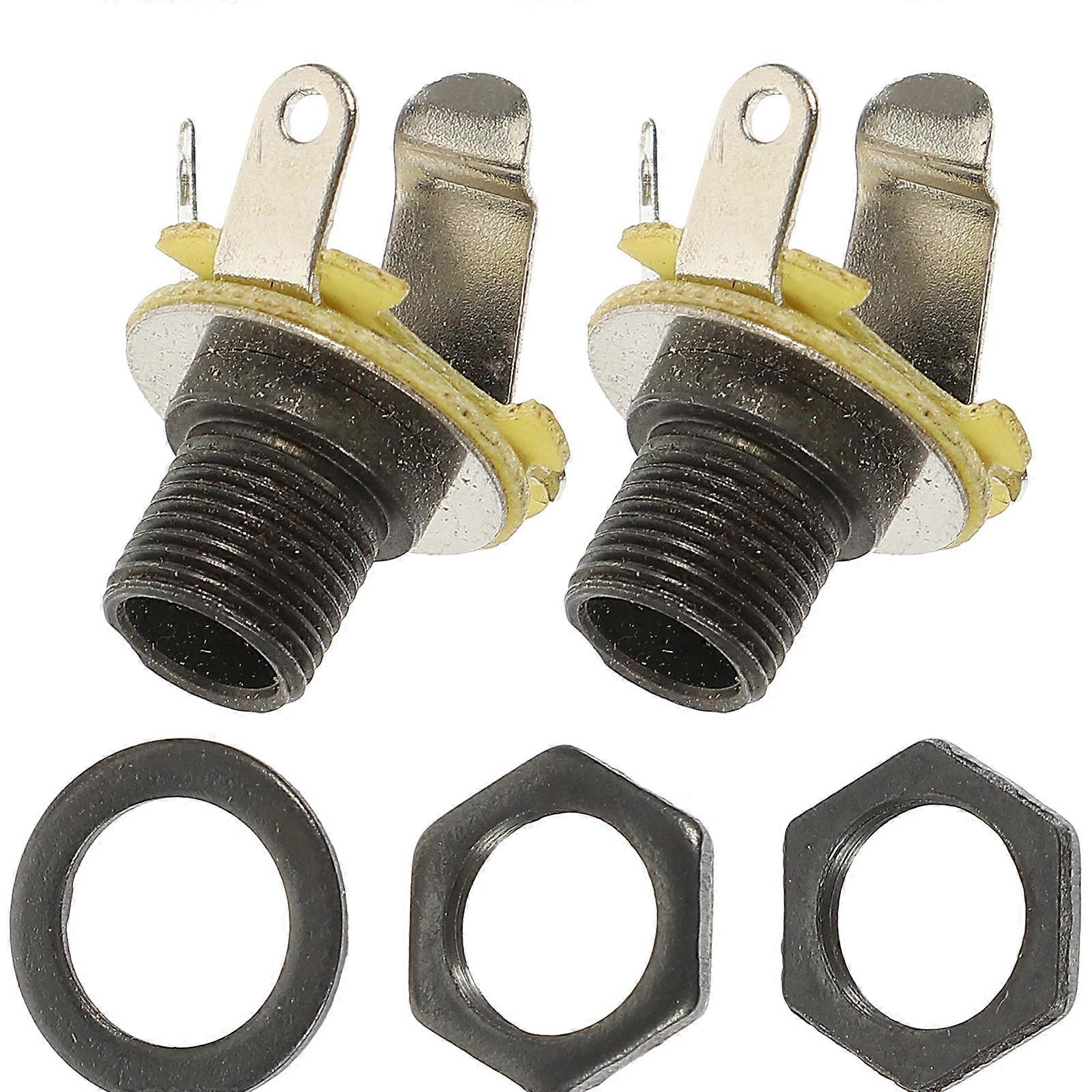 Guitar Input Jack Plate Metal Noise Reduction Assorted Color 3x1.6cm 2Pcs