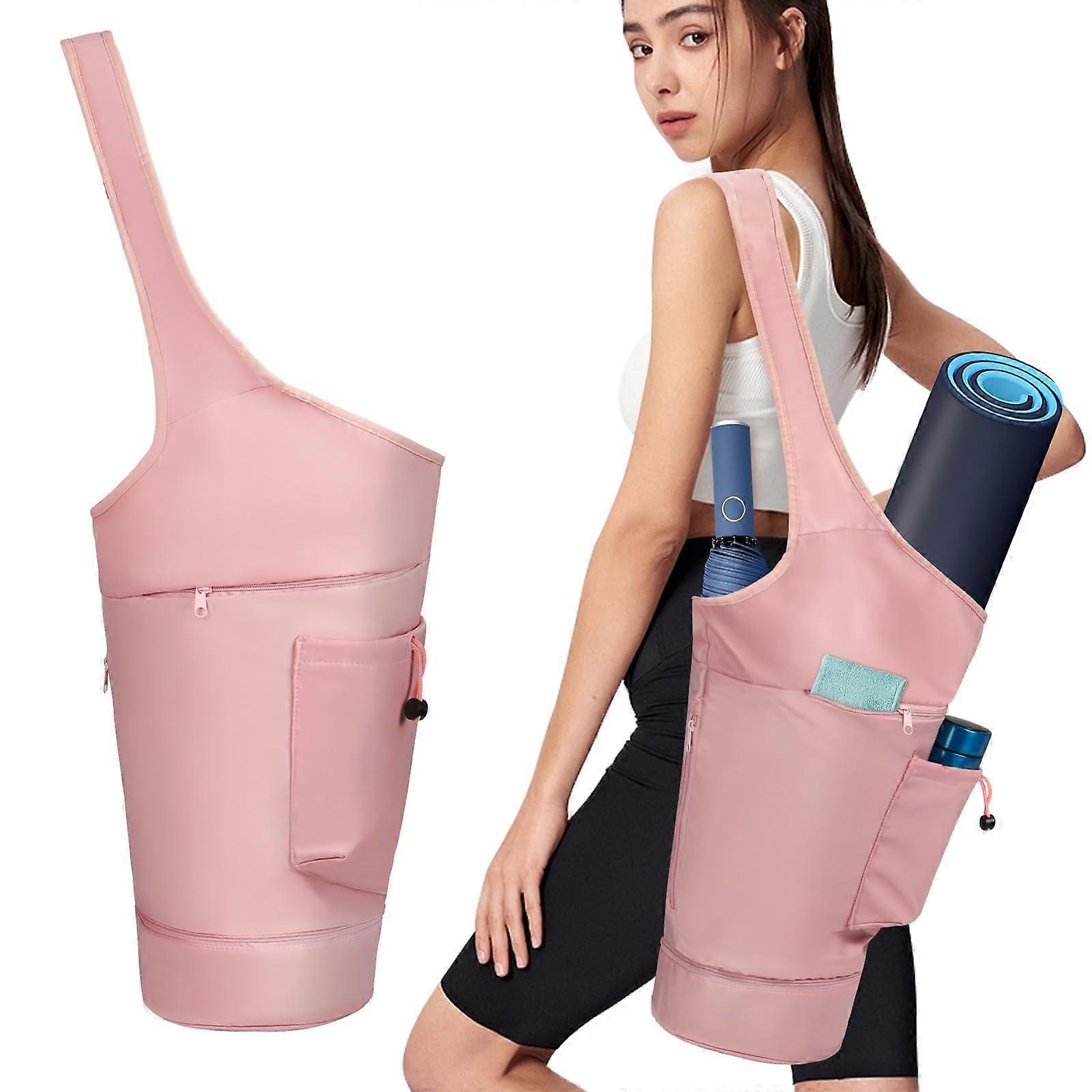 Yoga bag with large opening, wet compartment bottle pocket, adjustable strap 1 Pink