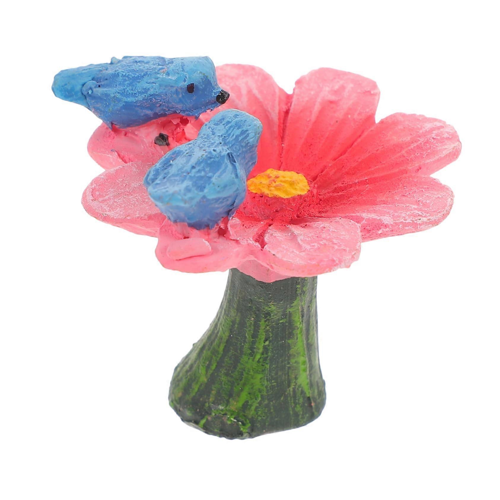 Resin Bird Statue Desktop Decorations Iron Pink