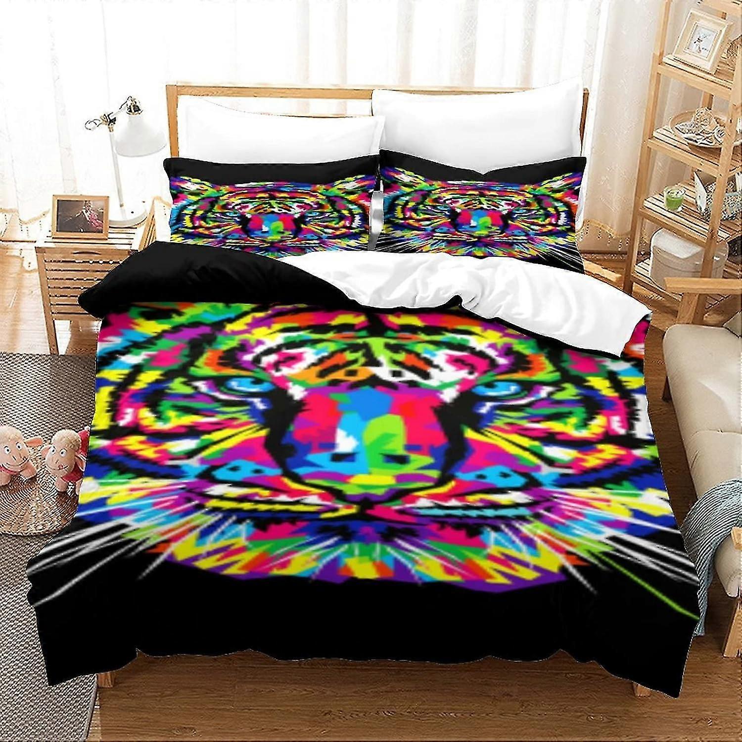 Animal Art 3D Capa de Edredão Conjuntos de Cama com Zíper para Adultos e Crianças Colcha de Microfibra Macia