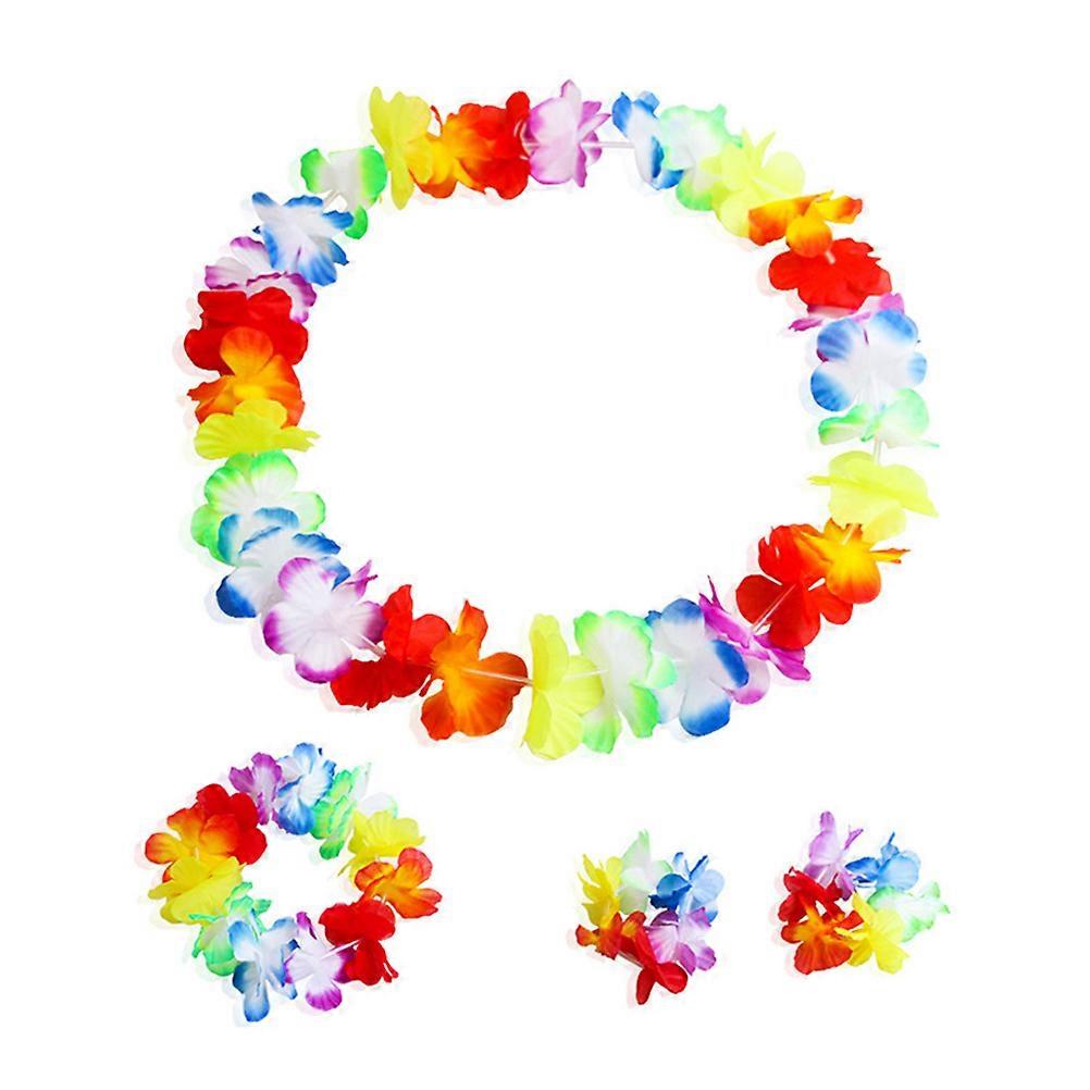 Hawaïen Lei Collier Multicolore Beach Style Costume Accessoire Séance Photo 24Pcs