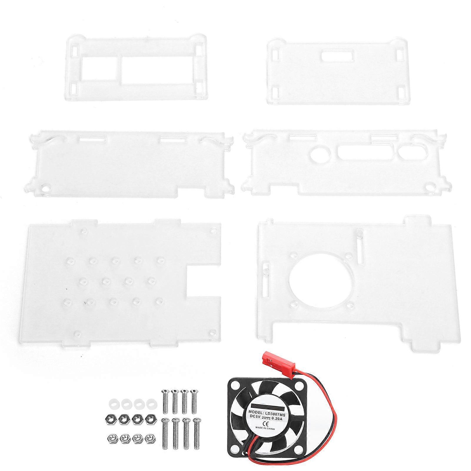 Acrylic Case for Raspberry Pi 4B with Cooling Fan Transparent Shell Accessories Set