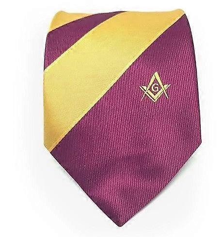 Masonic Masons Purple And Yellow Tie With Square Compass & G