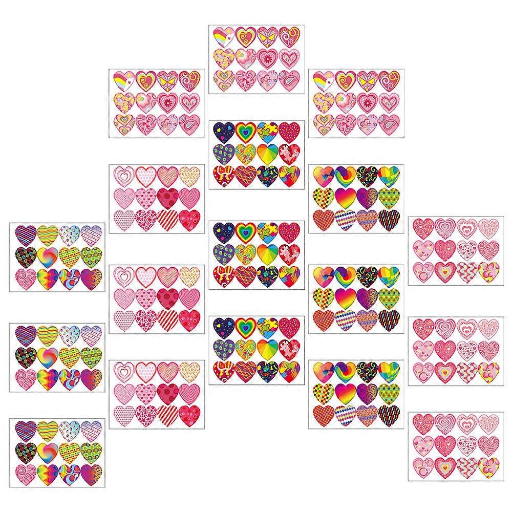 Heart Stickers for Envelopes present Packing Sealing Simple Design Assorted Color Coated Paper 18 Sheets