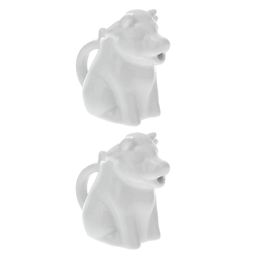 White Ceramic Milk Jug for Kitchenware Tableware Coffee Syrup Holder 2Pcs
