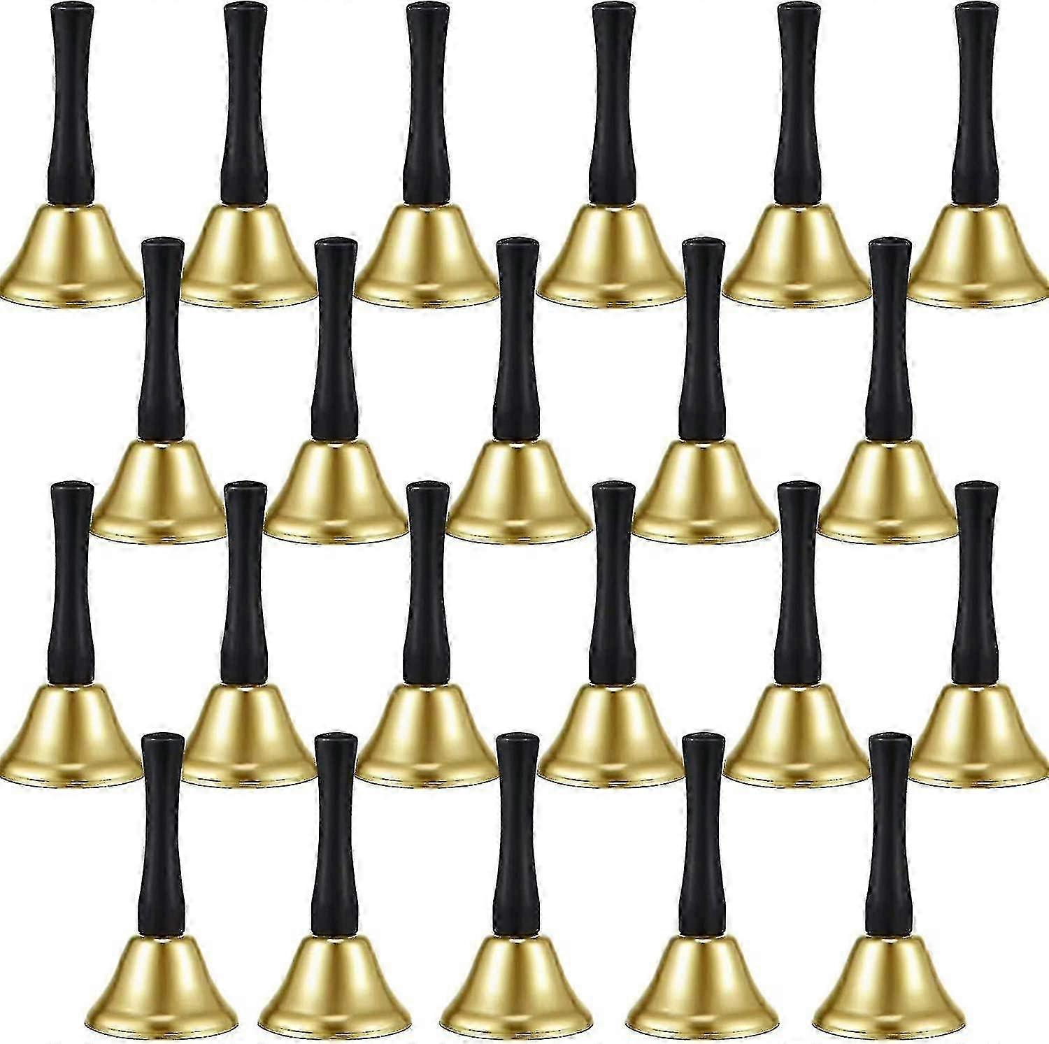 24ピースハンドベルシルバースチールサービスハンドベルブラック木製ハンドルダイアトニックメタルベルミュージカルパーカッション(ゴールド)--