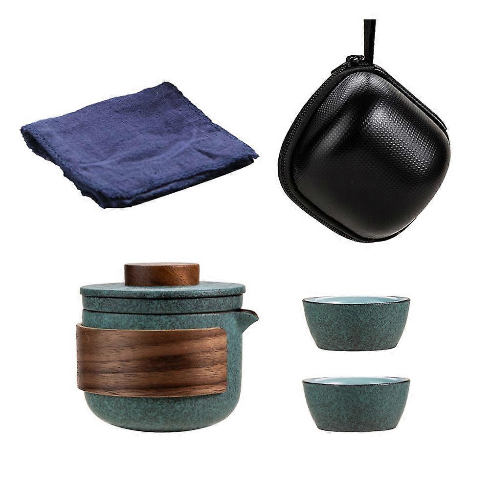 Ceramic Kung Fu Teacup Compact Design Home Use Travel Portable Tea Set 1 Set