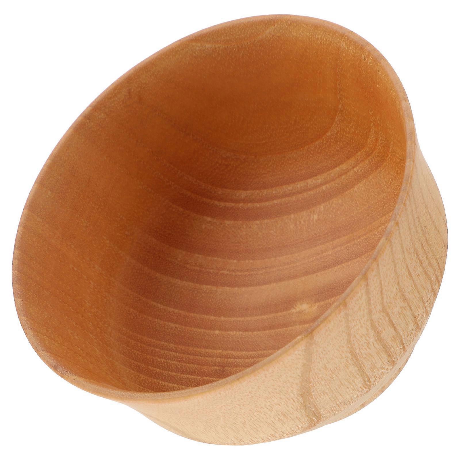 Khaki Round Wooden Bowl Practical Use for Home Dining 8X7X7CM 1Pack