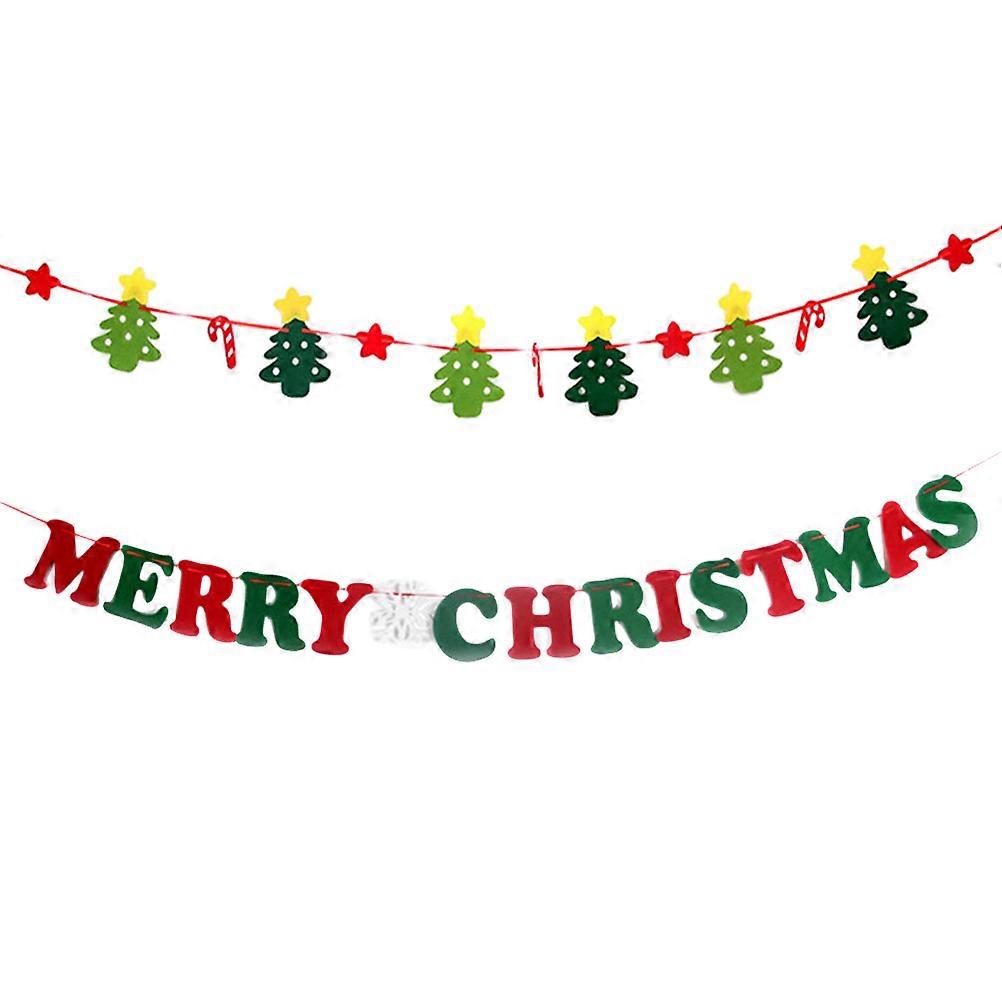 Merry Christmas Letter Banner for Decoration in Assorted Color Made of Nonwoven Fabric 2pcs Set
