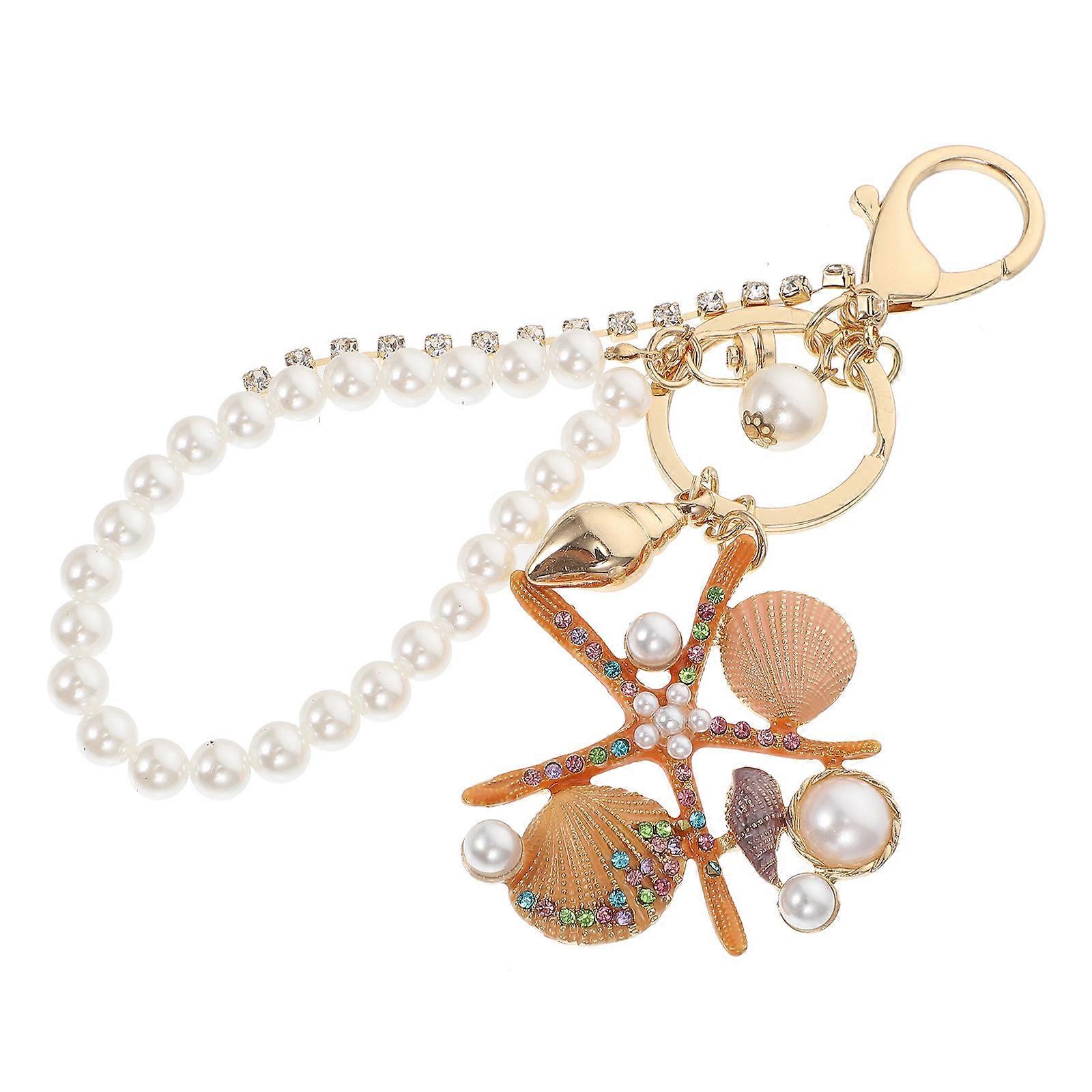 Pendant Keychain Adorable Sea Star Key Daily Use Gifting Keys Orange 16.8X5.3CM 1Set