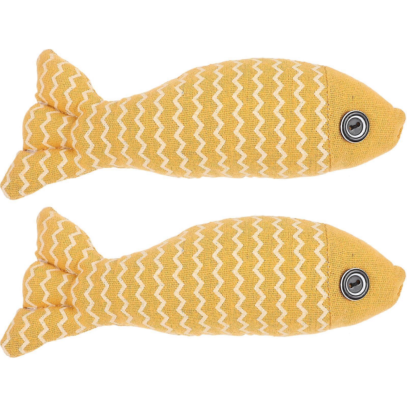 Fish Shape Cat Teaser Durable Non-Woven Fabric Green Interactive 2Pcs