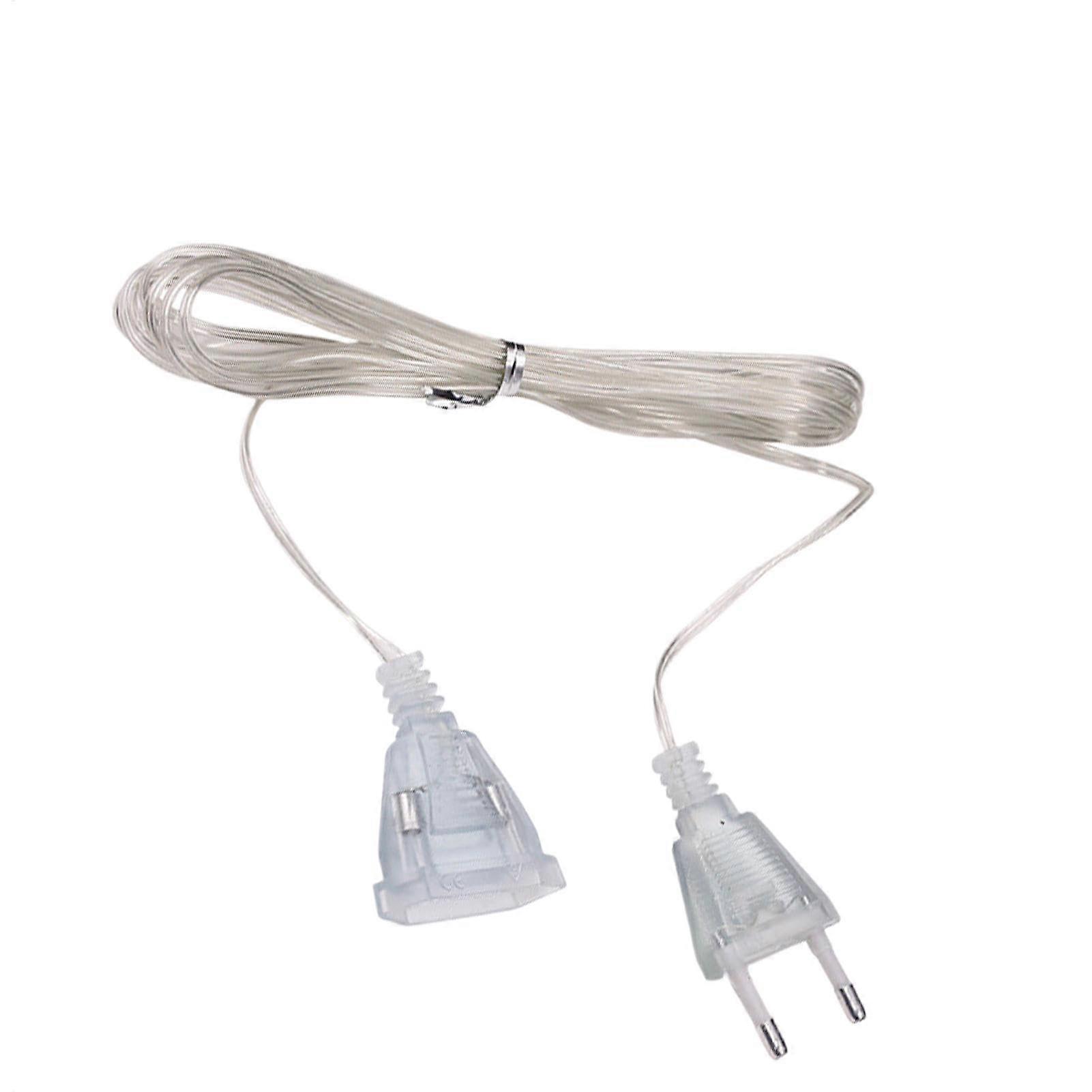 Thin Extension Cable, 10 Feet Transparent with 2 Prongs, 220V Light Cable