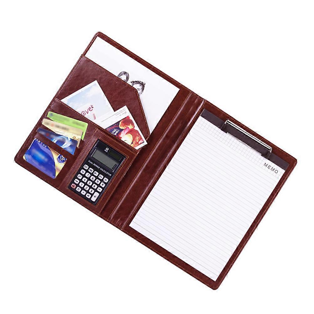 Document Storage Stationary Organiser C Style Dark Brown Calculator Function For Office Workers Home Use 1Set