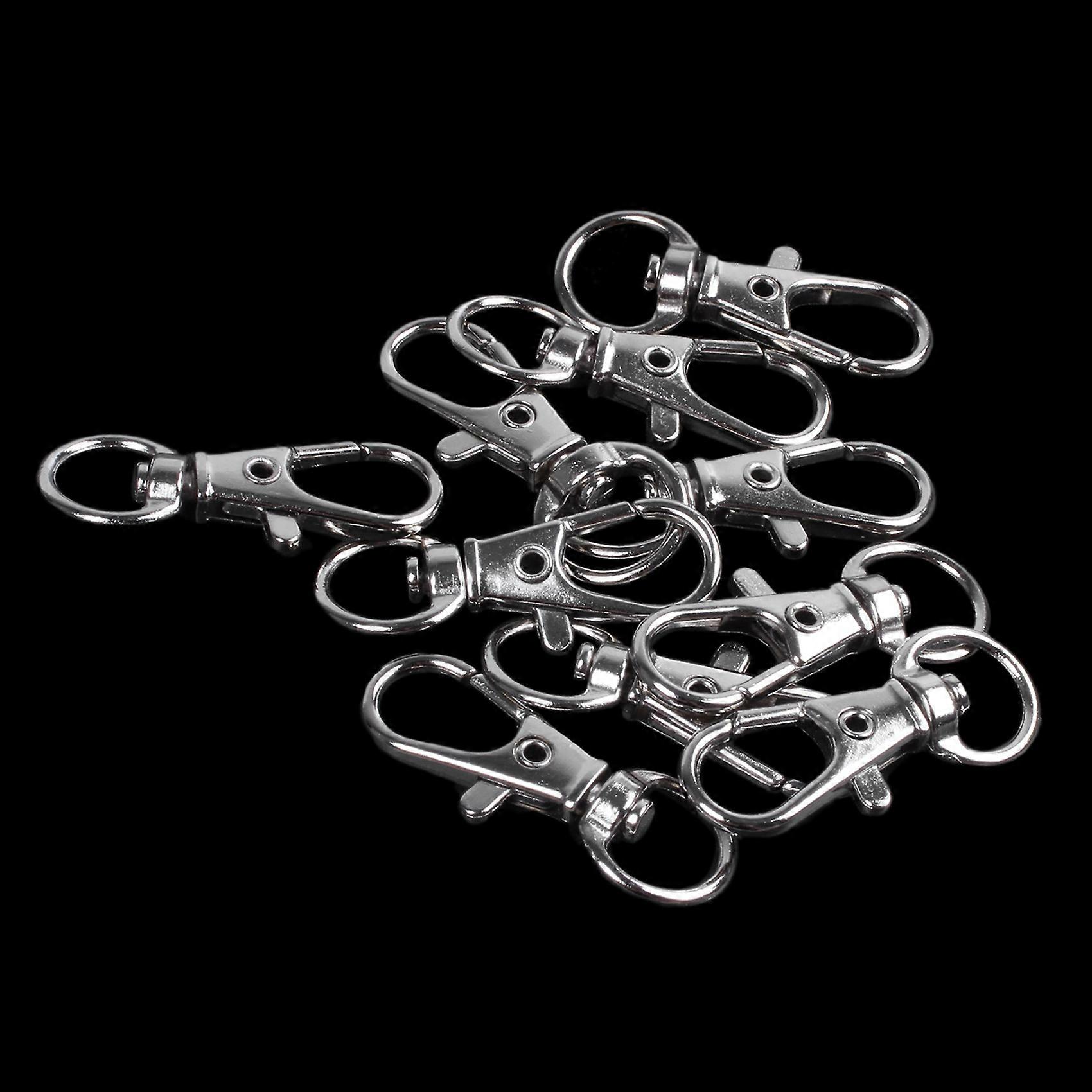 20Pcs Metal Clasp Swivel Trigger Clips Snap Hooks Key Ring Bags DIY Craft Silver