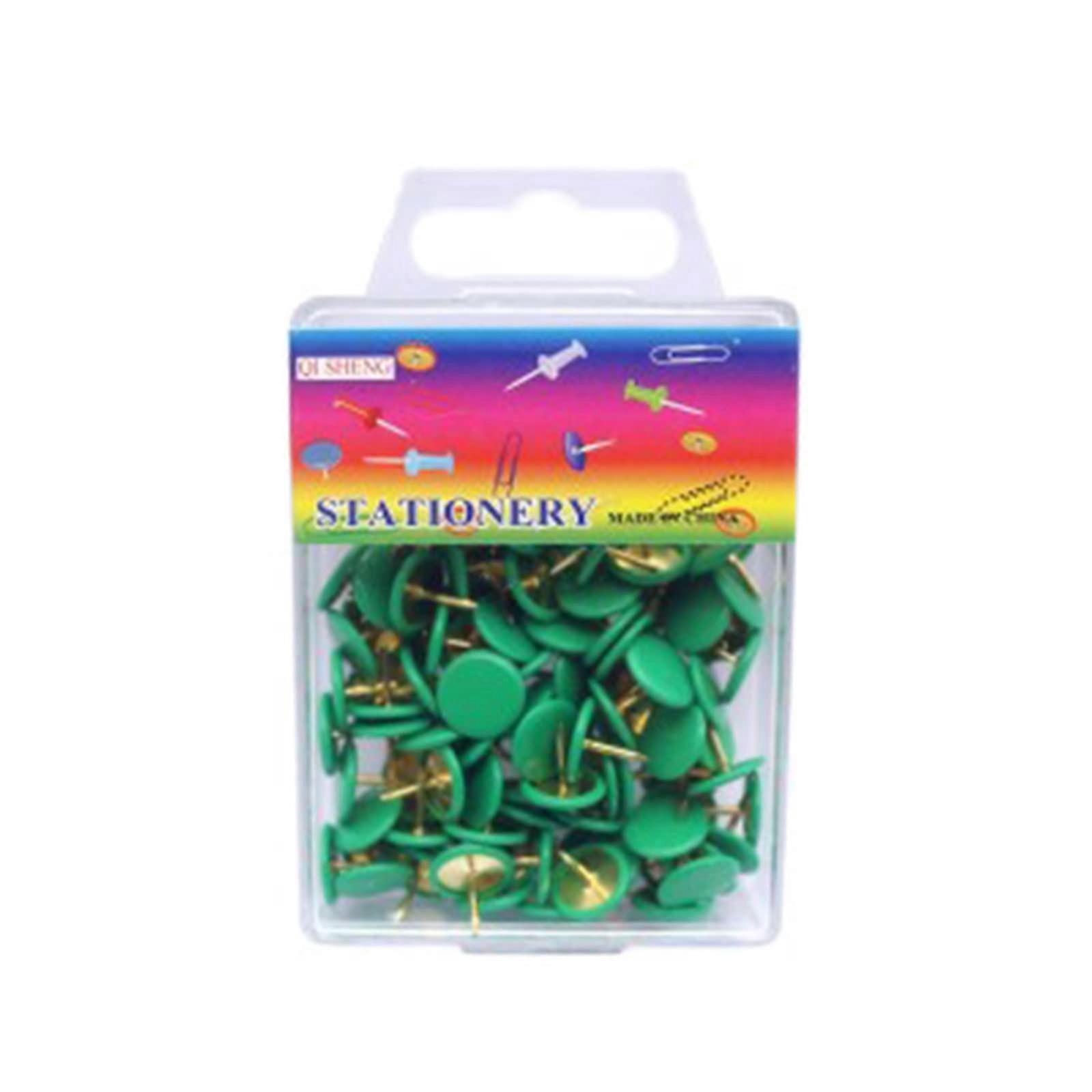 100 Colorful Push Pins, Round Decorative Thumbtacks for Cork Boards, Paper, Walls - Green, 100 Pieces