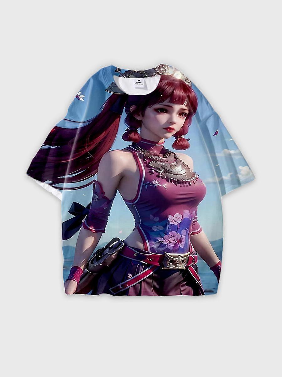 T-shirt round neck Character Pattern loose short sleeve P37