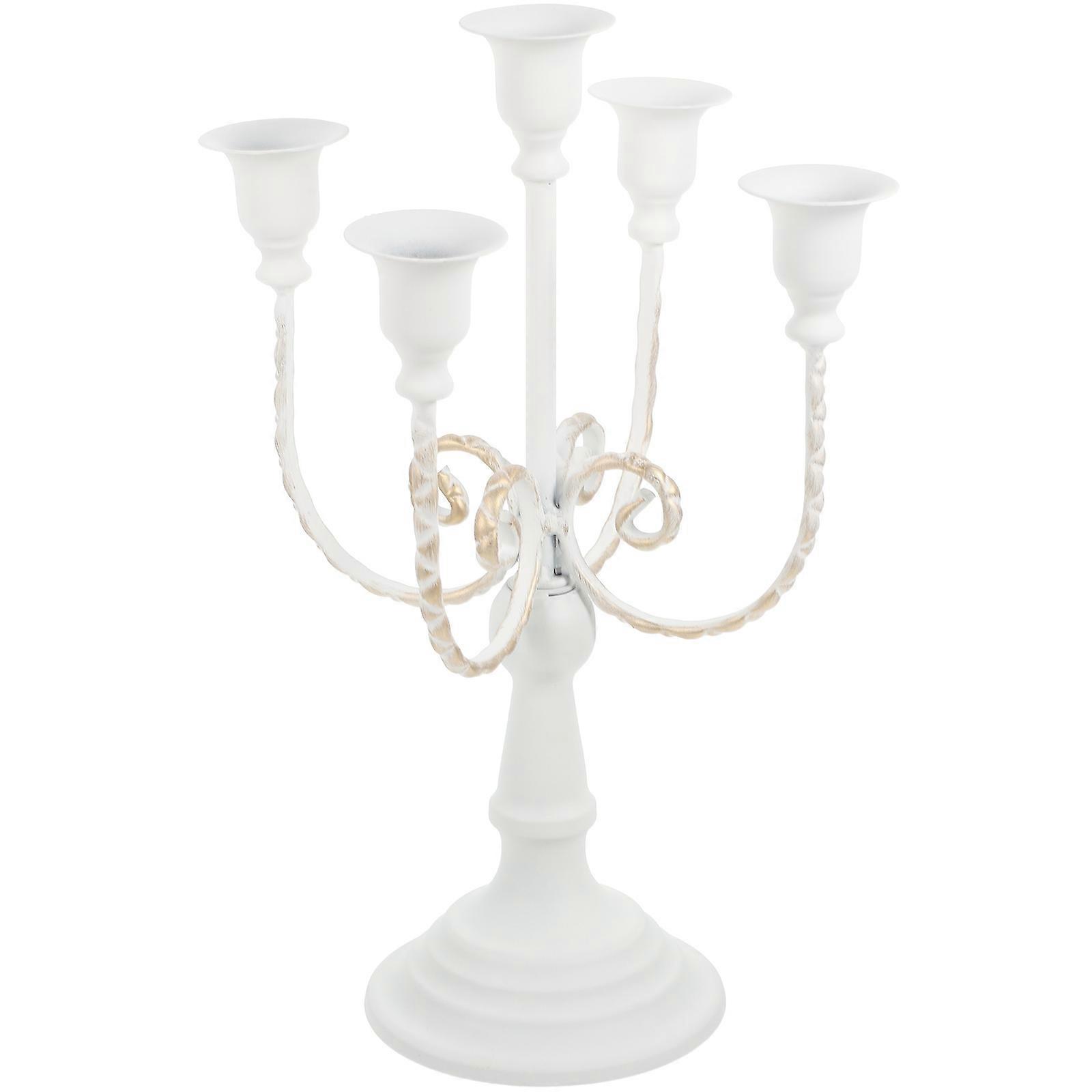 White Metal Candle Holder Multi-Branches for Table Decoration