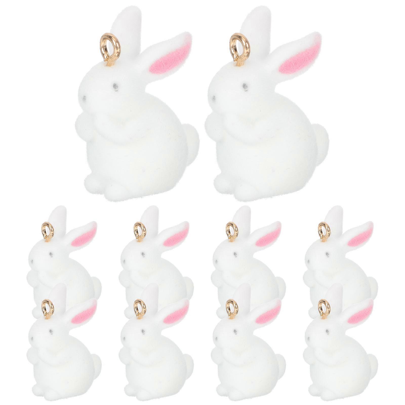 White Resin Rabbit Charms for Craft Use Durable and Lightweight Perfect for DIY Jewelry Making Accessories 10pcs