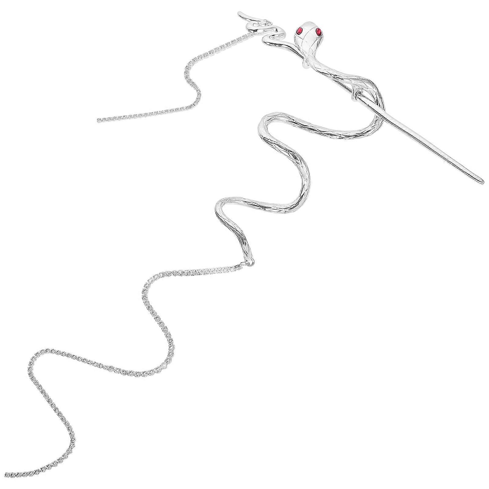 Elegantná strieborná hadia tyčinka do vlasov so strapcom pre ženy – všestranný drdol, drdol a denné účesy – svadobný a eventový doplnok do vlasov