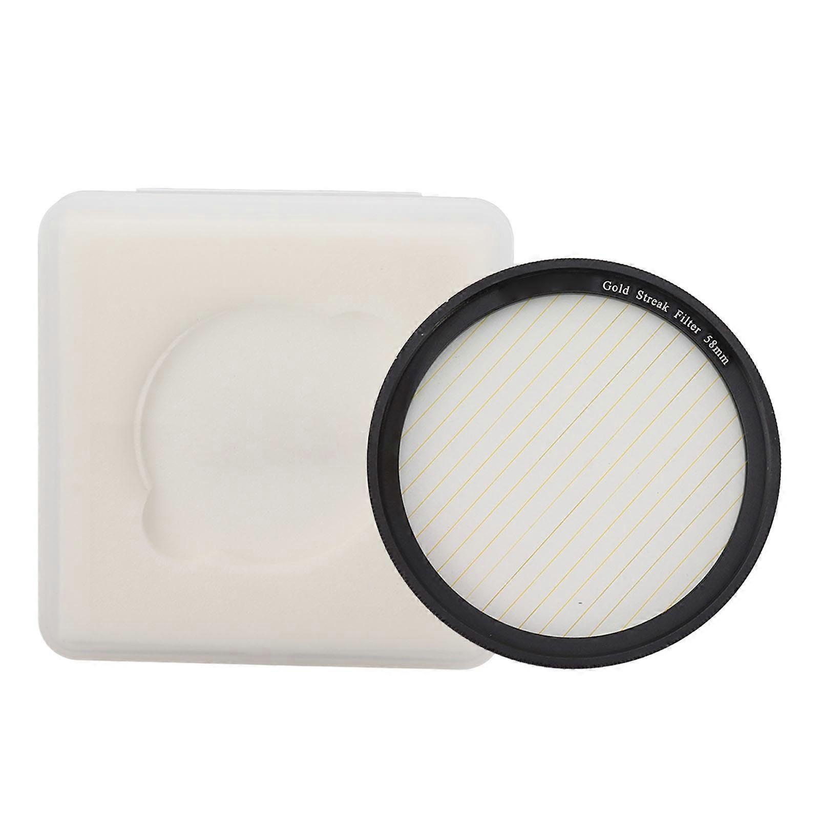 Gold Streak Filter Light Flare Effect Filter Optical Glass Camera Lens Filter with Case for Photography Nightshoot 58mm