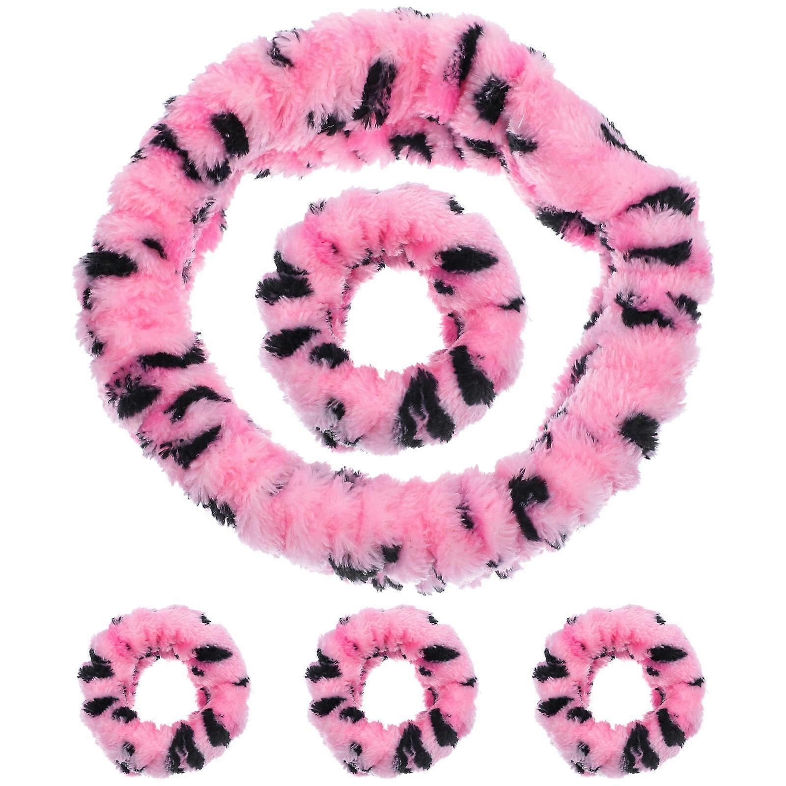 Spa Headband And Wristband Set For Women With Pink Color Water Absorbing Functional Design 1 Set