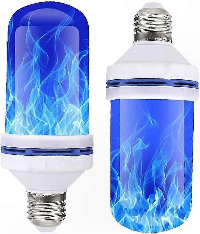 2-Pack E27 LED Flickering Blue Flame Bulbs, 4 Modes for Holiday Home Decor