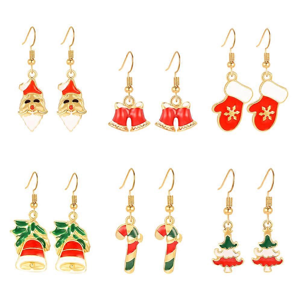 Assorted Color Dangle Earrings Set For Women Including 6 Pairs Designed For Christmas Day Parties And Special Occasions