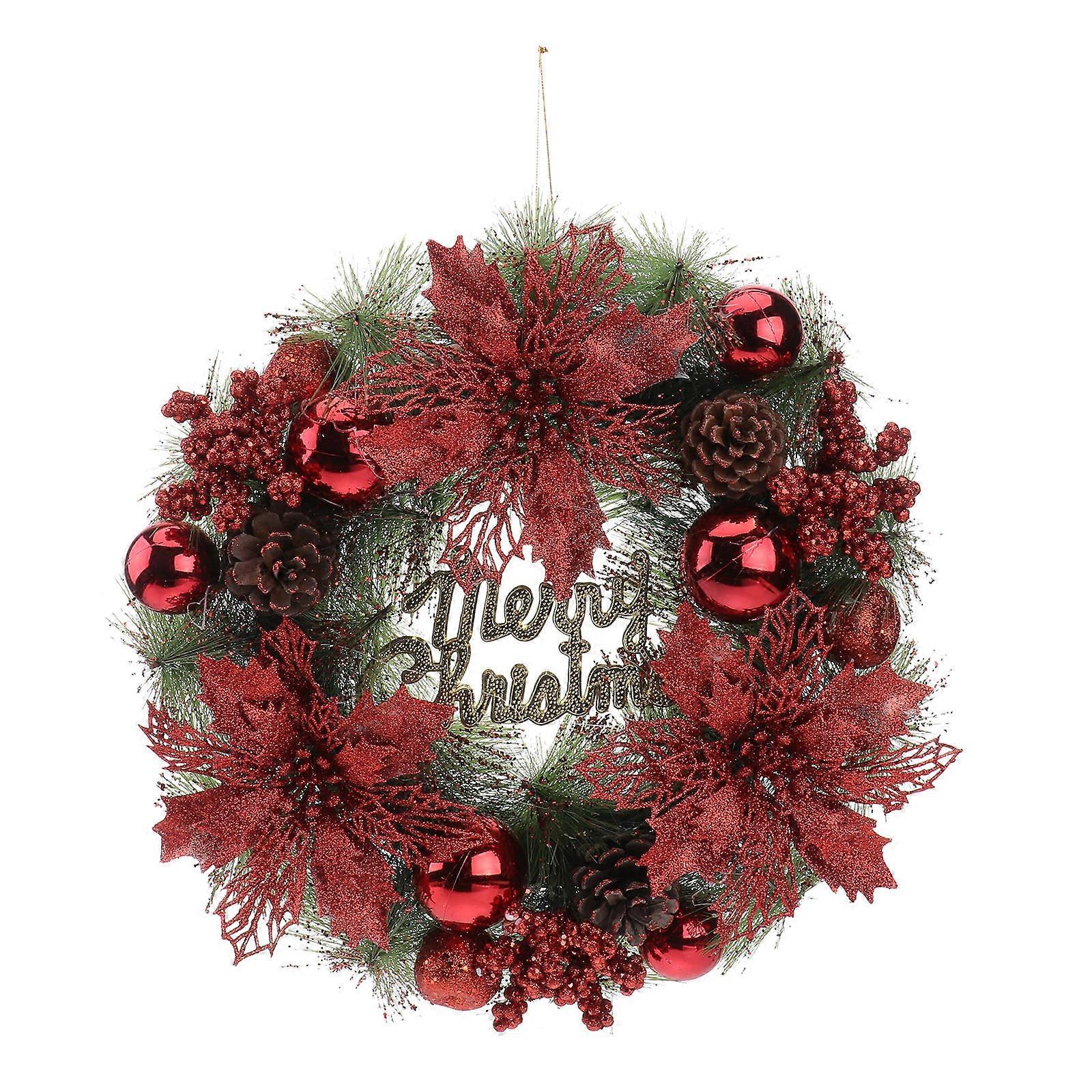 Pine Needle Christmas Garland Door Wreath Suitable For General Public Festive Atmosphere Creation In 30Cm Random Style 1Pack