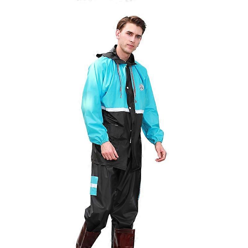 mens rain suit new material color block double brim reflective breathable