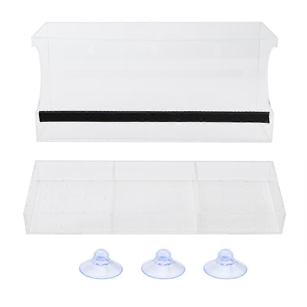 Practical Transparent Acrylic Bird Feeder Garden Bird Rest Station(three groove)