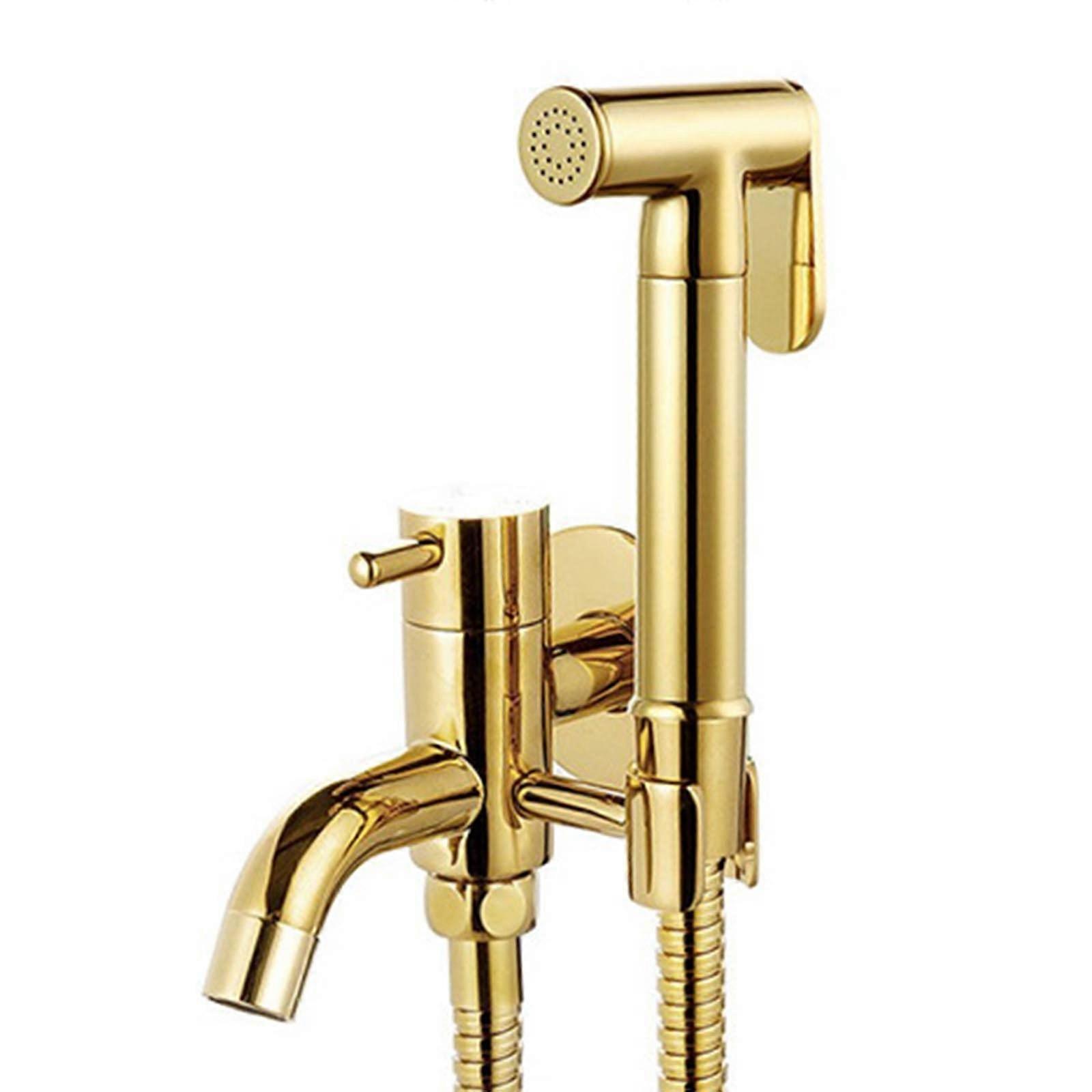 Hand shower for toilet set, hand shower for toilet, bidet, shower attachment, gold with hose, brass, cold water tap, toilet shower for cloth nappies.