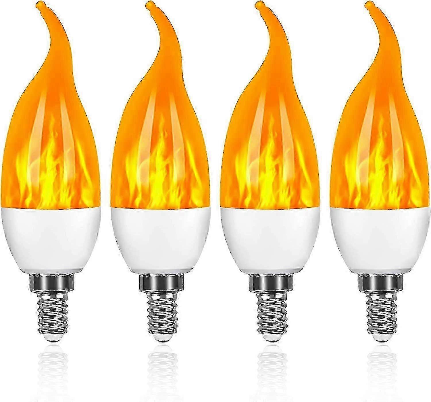 4 Pack 3W E14 LED Light Bulb with Flame Effect - 3 Lighting Modes for Halloween, Christmas, Valentin