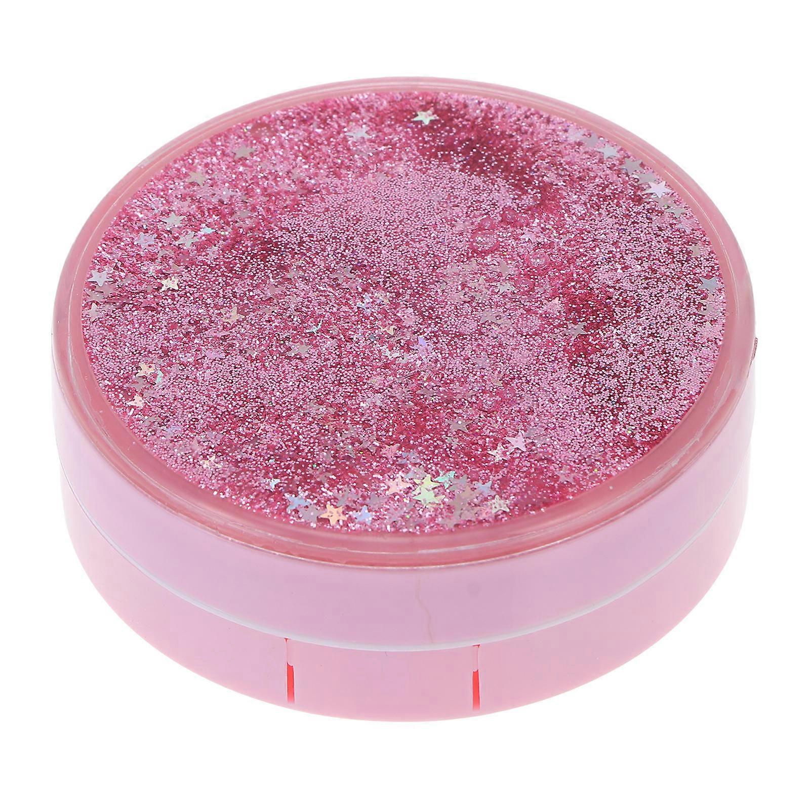 Glitter Quicksand Lens Box With Mirror Creative Lens Case For Women In Pink Color Featuring Storage Function 1 Set
