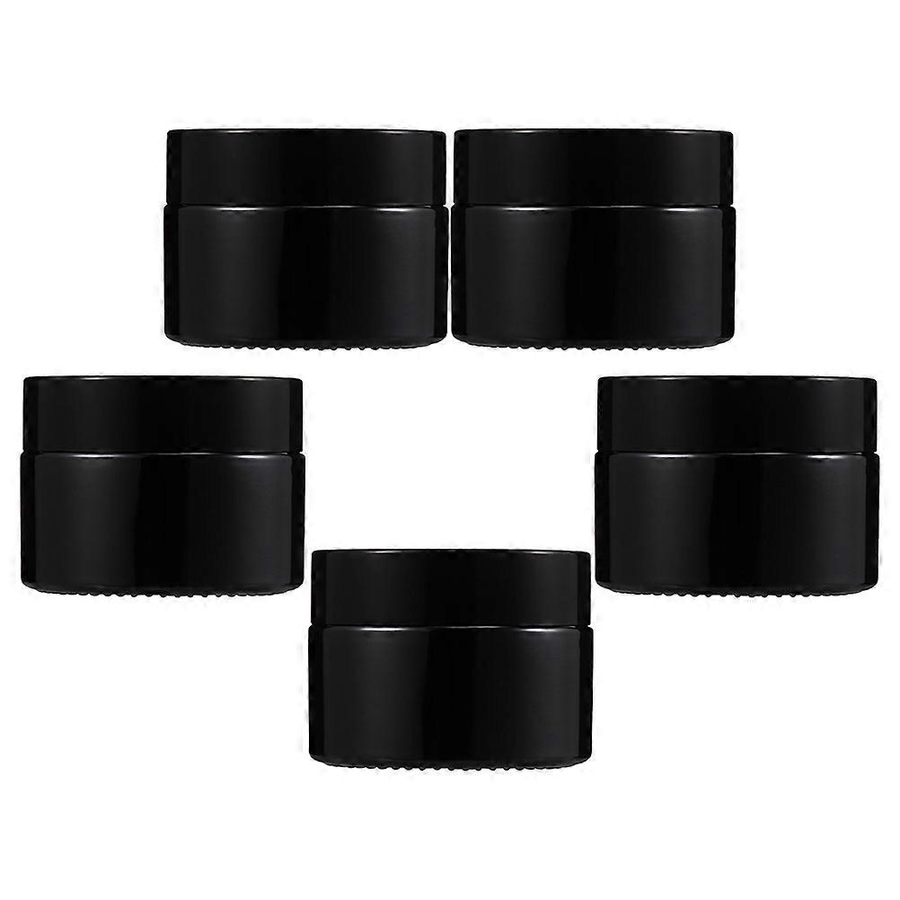 5pcs Portable Glass Cream Bottles for Travel Black Color Safe Storage Containers