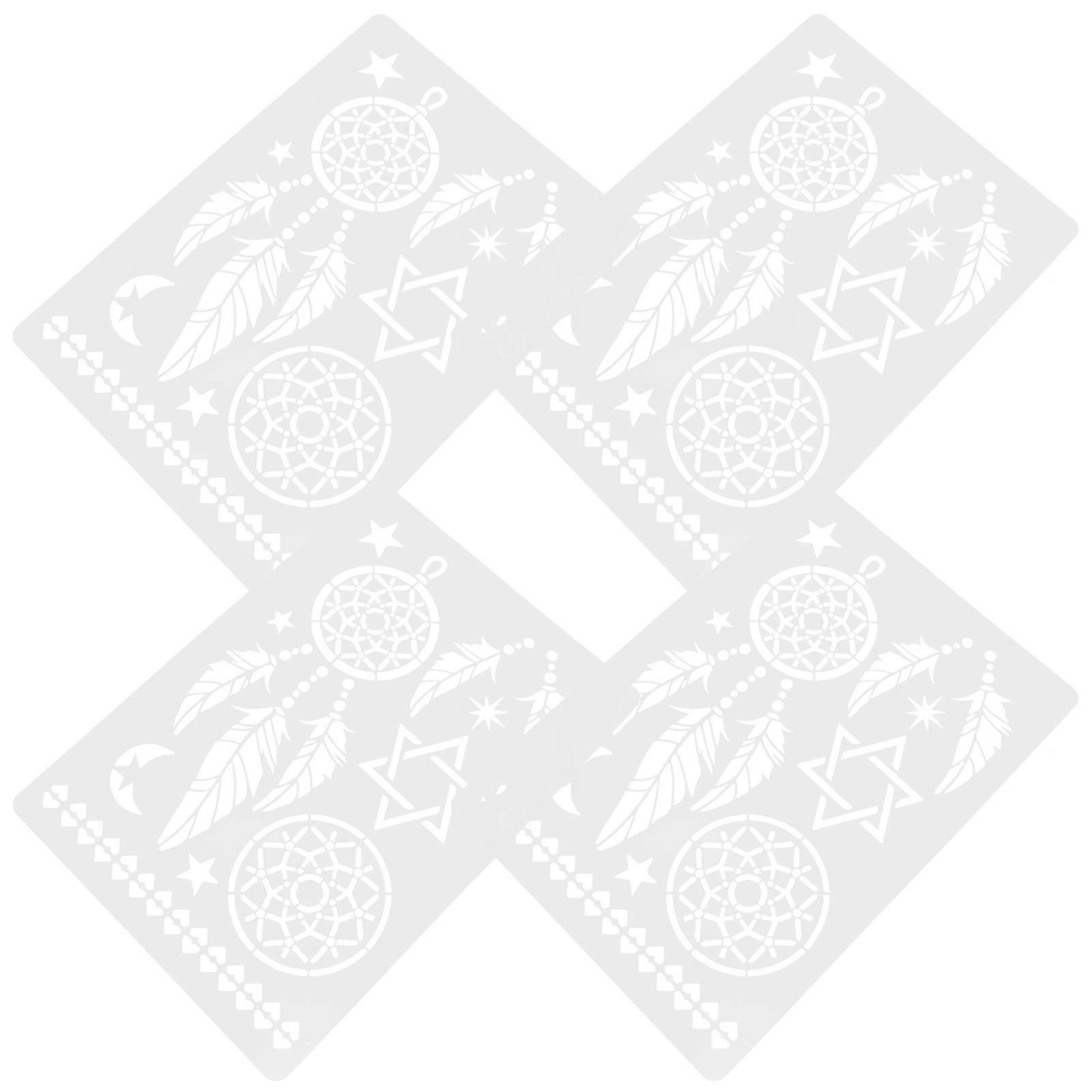 Mandala Stencils 4Pcs DIY Art Craft Wall Painting Templates For Home Decoration Featuring Beautiful Hollow Design White PET Material