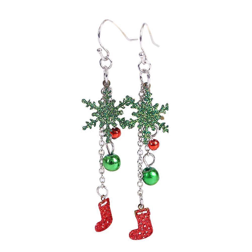 Unisex Christmas Style Hollow Design Earrings Snowflake Bow Earrings In Assorted Color Perfect For Anniversary With 2 Pairs