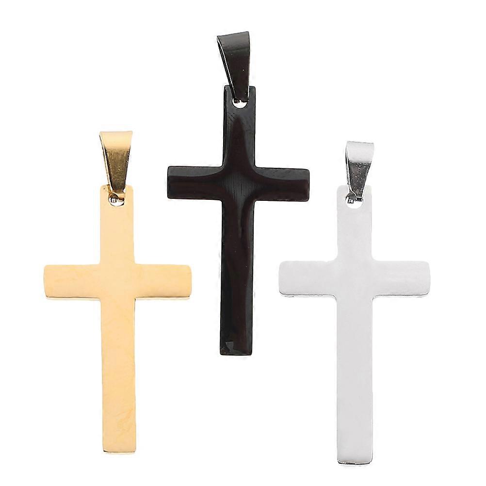 Assorted Color 3Pcs Cross Charm Pendants Delicate Necklace For Jewelry Making And Crafting Projects
