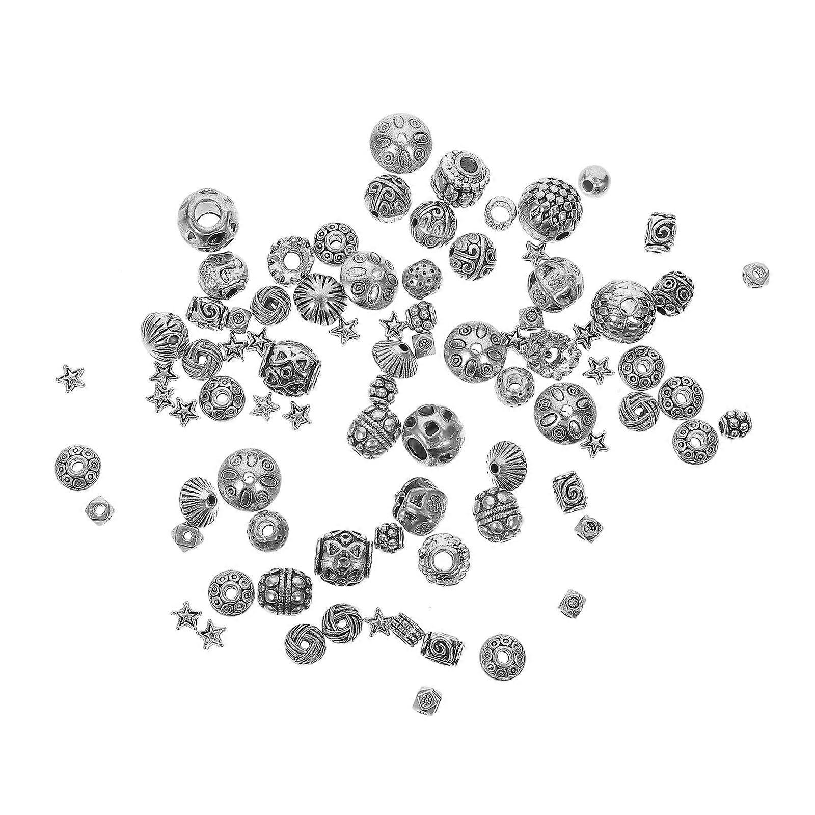 Silver Color Alloy Spacer Beads for DIY Crafts Making Light Weight Durable with Hole 1 Bag